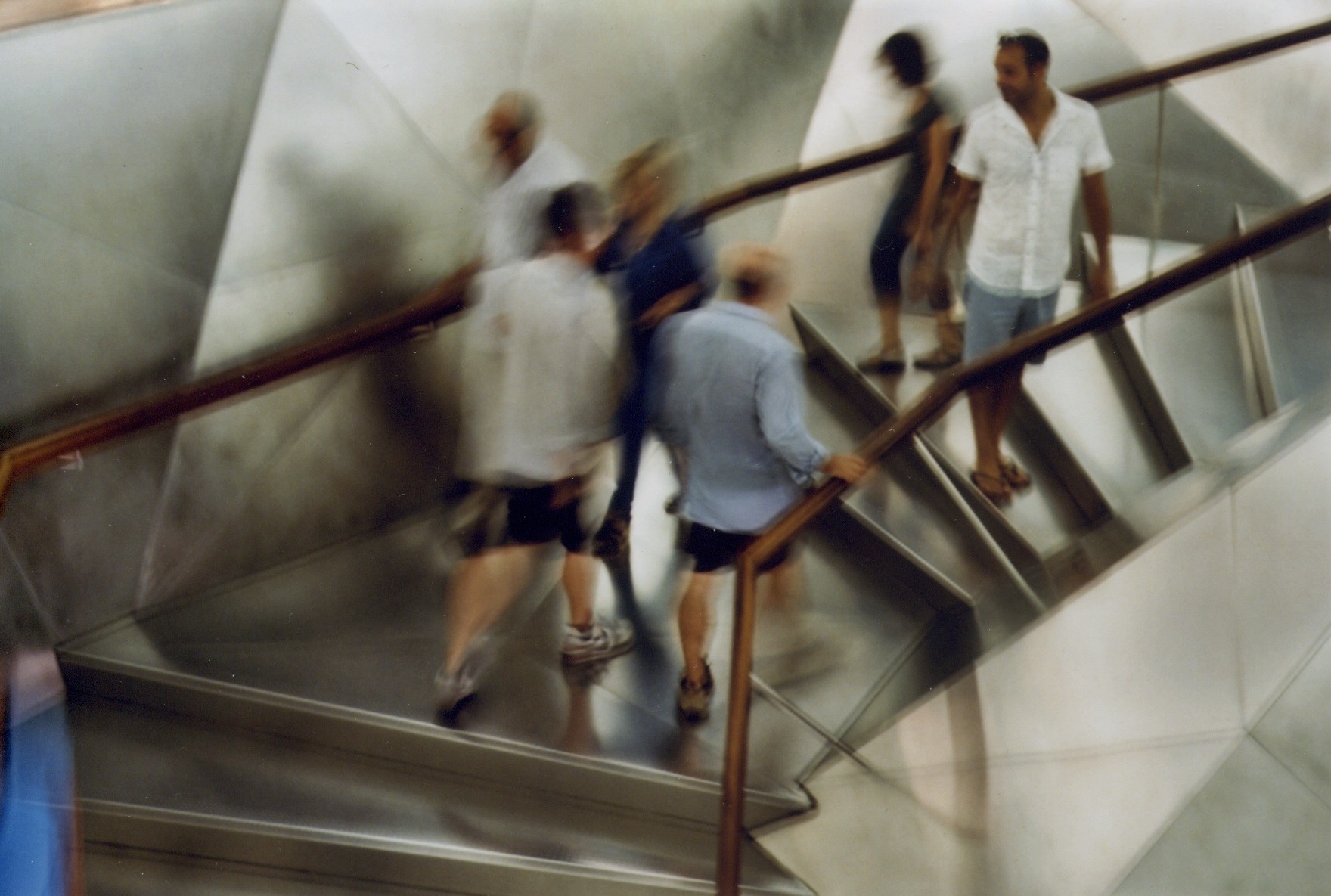 a long exposure photography of people on a stairway, madrid