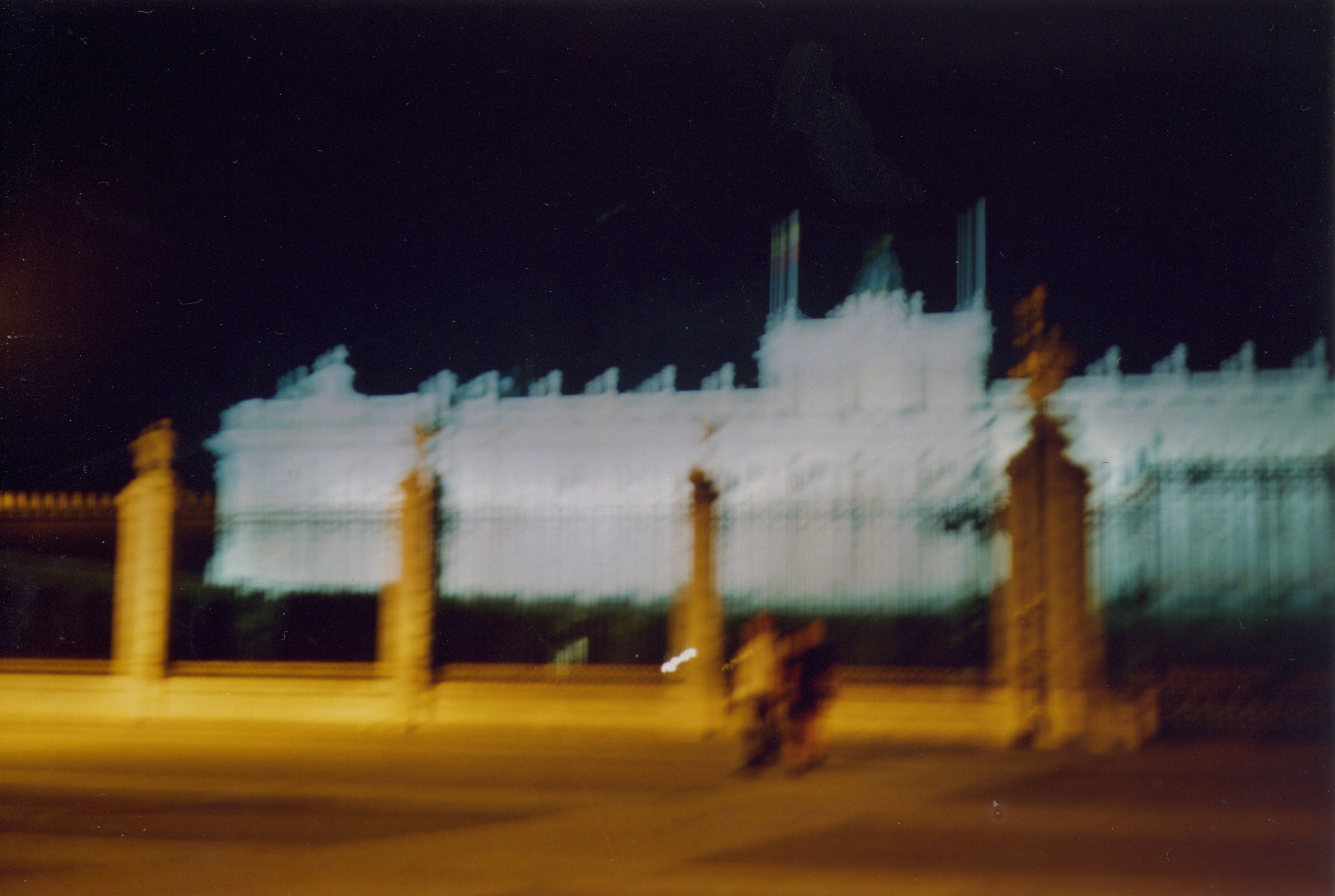 the royal palace at night, madrid, spain